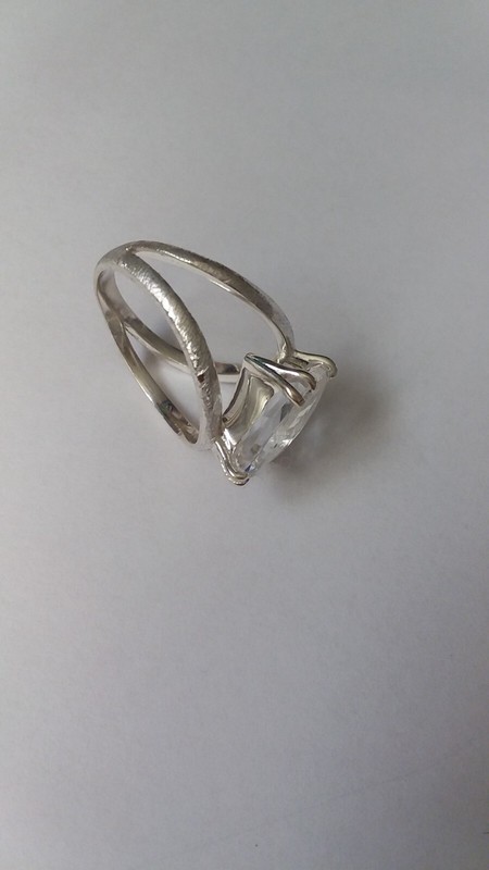 Natural Herkimer Diamond Quartz 12.5mm Crystal Ring in SIZE 7