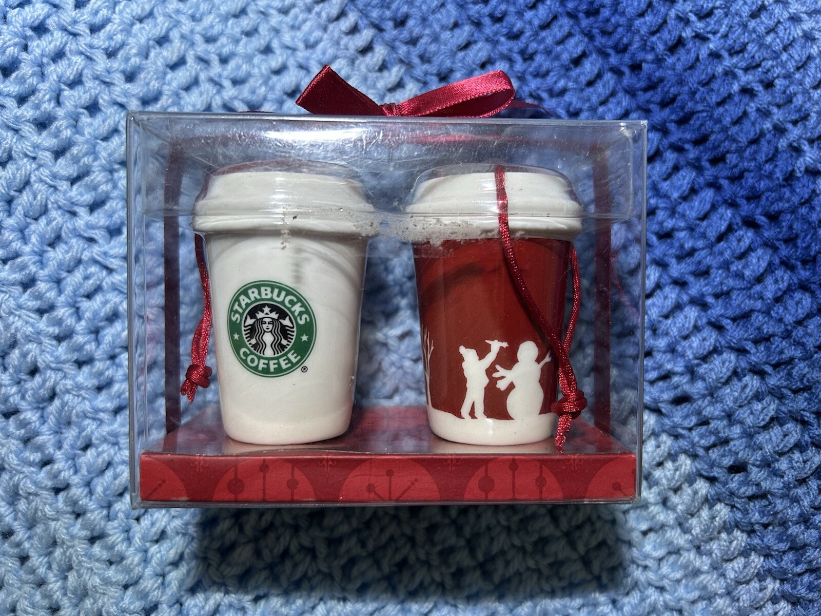 Starbucks 2006 Ceramic Christmas Tree Ornament Coffee To Go Cups New In Box