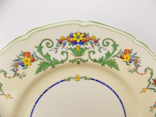 10 Royal Doulton The Channing 10.5 inch Dinner Plates Floral Green Scrolls - Picture 4 of 6