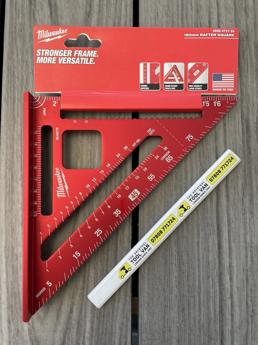MILWAUKEE 180mm Metric Framing Rafter Square 4932472124 Free Carpenters Pencil