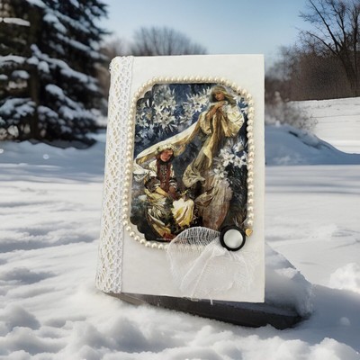 junk journal buch, Unikat, Handarbeit, Winter, Romantik