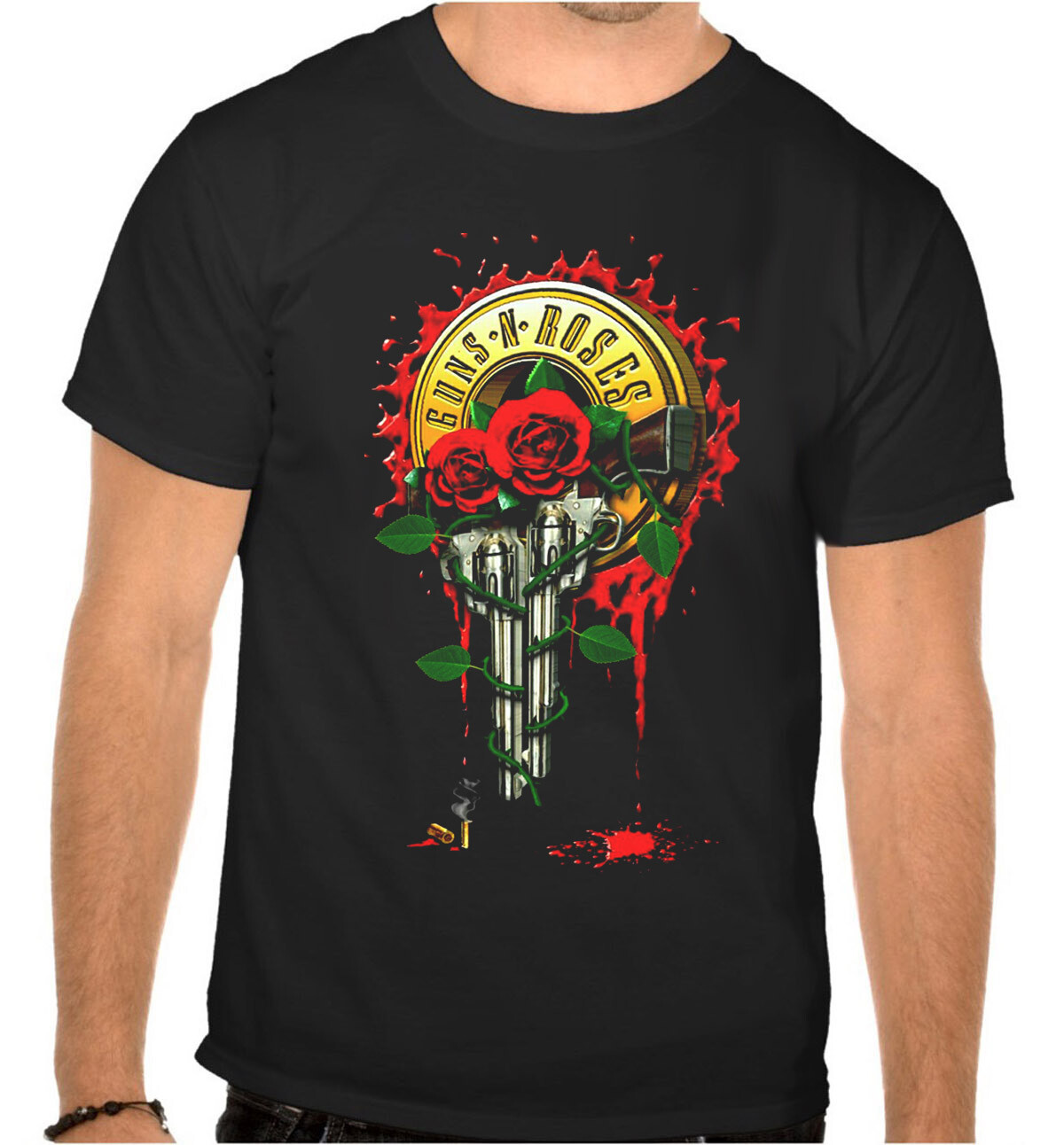 ALTRA T shirt nera con logo musica rock oca e rose 1046