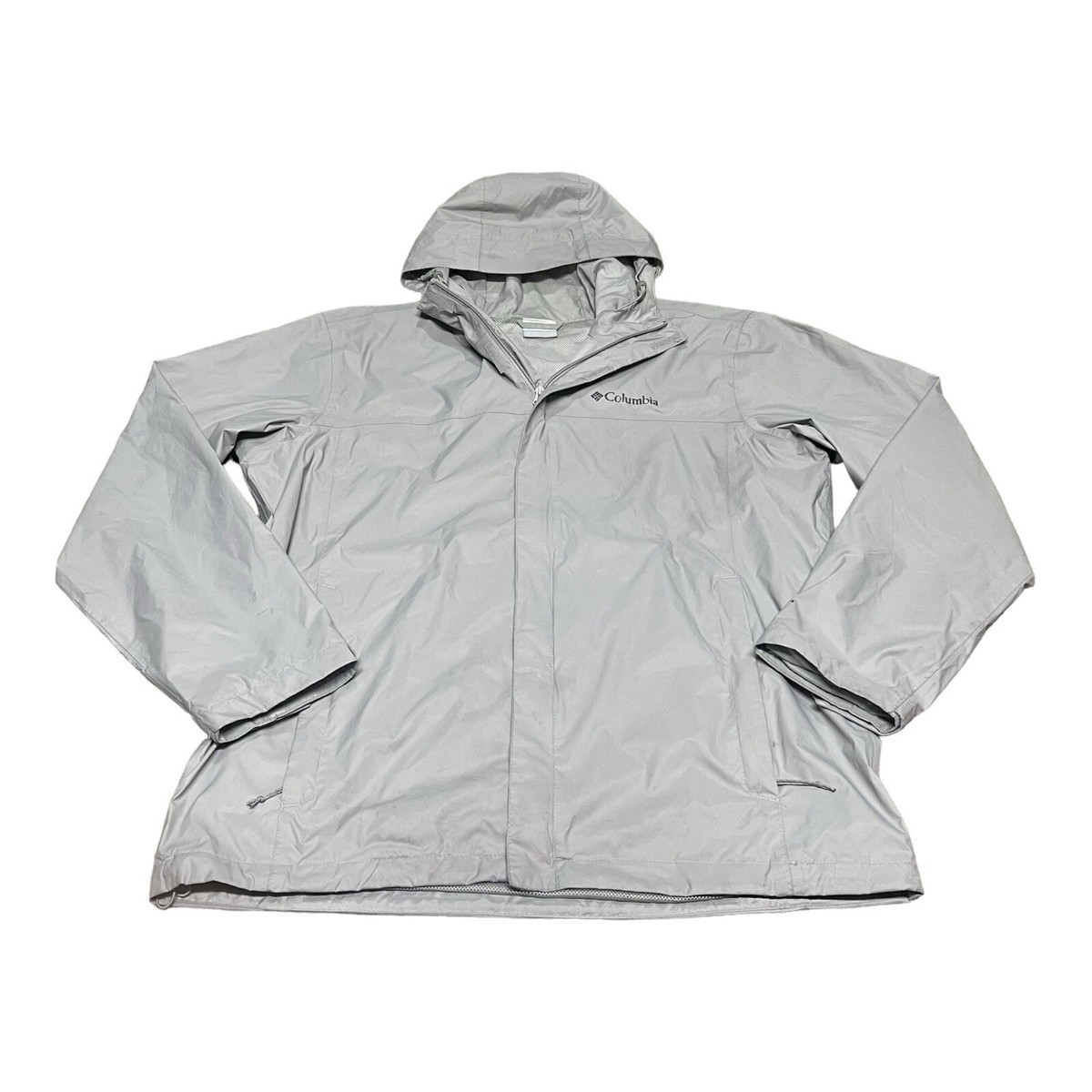 Columbia Jacket Large Gray Outdoor Lightweight Rain Parka Zip 