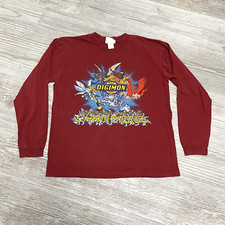 Vintage 2000 Digimon Youth Large T-Shirt Long Sleeve Y2K Digital Monsters Anime