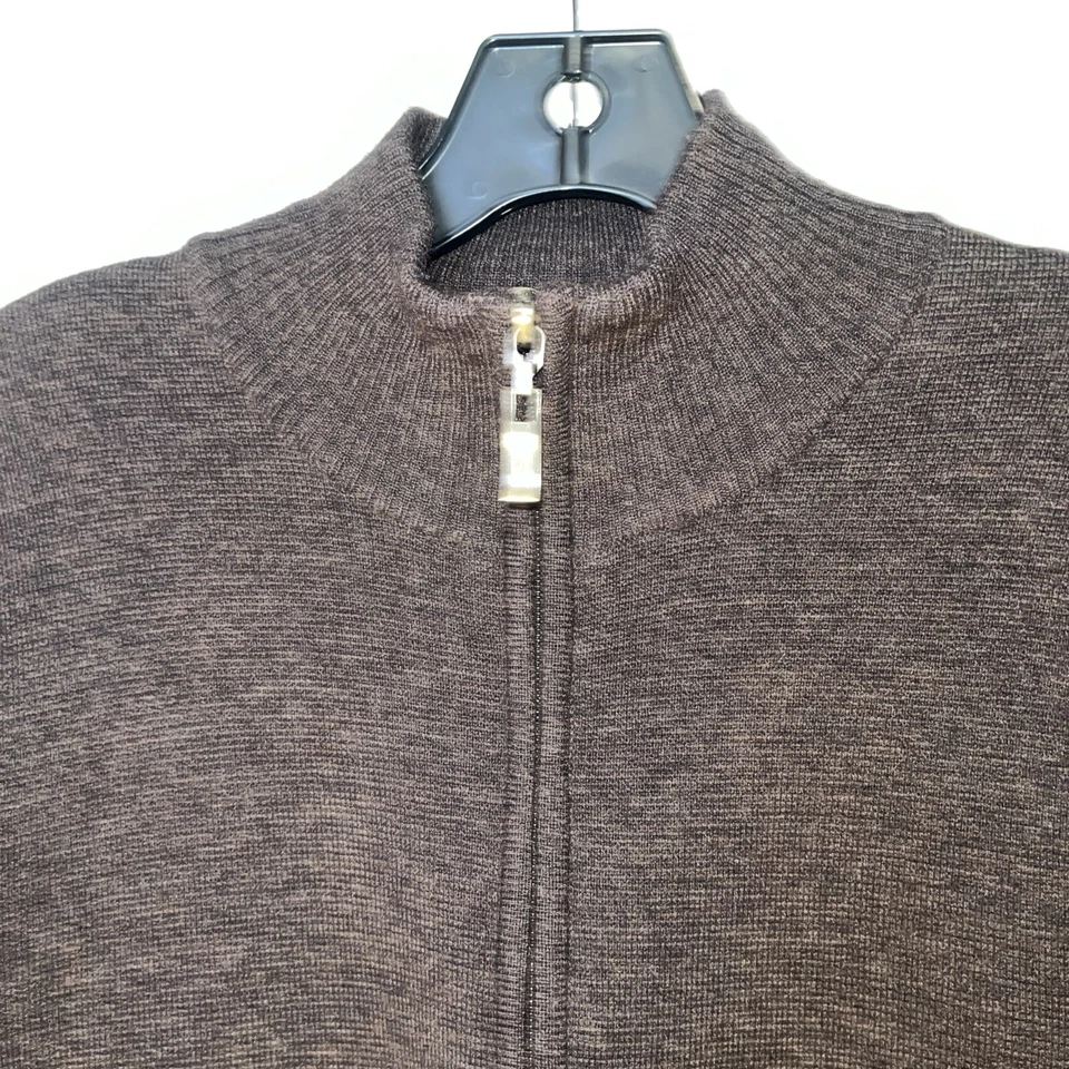 Structure Sweater Mens Size S Quarter Zip Mockneck Merino Wool Brown Neutral - Image 3 of 4