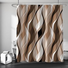 Brown Shower Curtain Modern Abstract Grey and Brown Striped Shower Curtain Se...