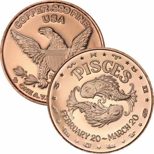 Zodiac Sign Series 1 oz .999 Pure Copper BU Round(s) - Picture 20 of 33