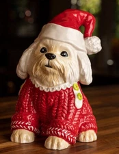 Blue Sky Clayworks HANNAH Maltese Christmas Dog Figurine  NEW Auth Retailer