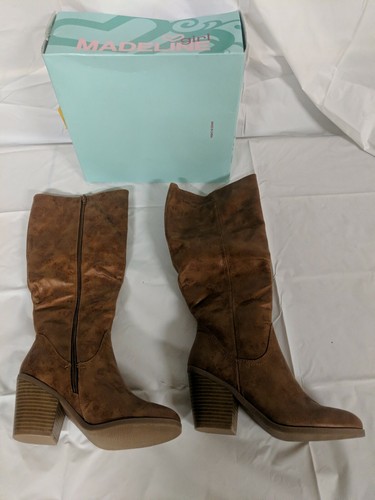 New Madeline Girl Uphill 4 Tan Riding Boot, Size 8 ~ #143a