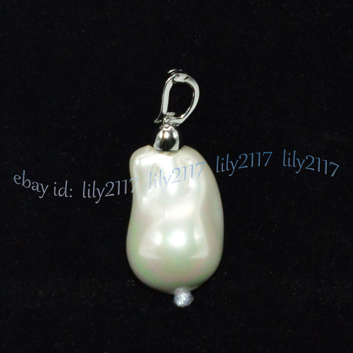 South Sea Pearl 14K White Gold Iolite Ruby Necklace Sterling Silver