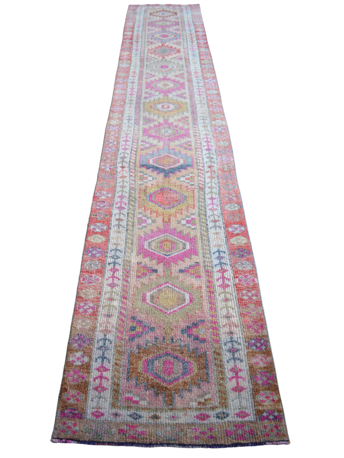 3x15 ft Runner Turkish Rug Hand Made Extra Long Hallway Rug Kitchen Decor Rug