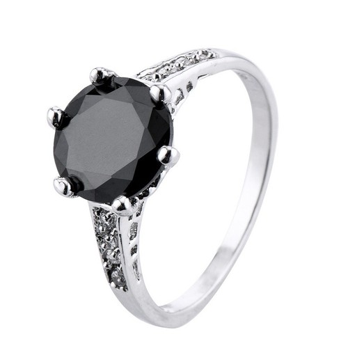 Pink/Black CZ 925 Sliver Bands Women's 6-claws Wedding Engagement Ring Size 6-10 - Bild 9 von 9