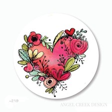 Whimsical Floral Heart Valentine's Day Favors Scrapbook Stickers Envelope Seals