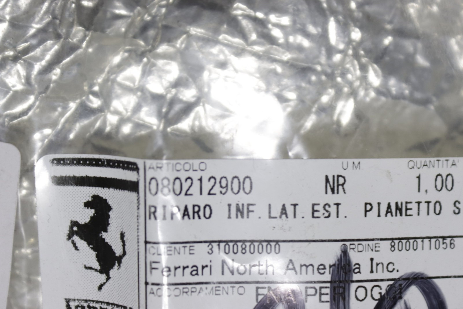 Ferrari 599 GTB Rear Left Lower Bumper Heat Shield 80212900 2007 - 2011 OEM