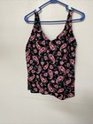 Lands End V-Neck Tankini layer SWIM TOP medium 10 12 D cup 535462 black pink