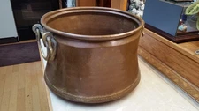 Antique Large 14 Mid Eastern copper & brass Cauldron Hammered Dovetailed Kettle
