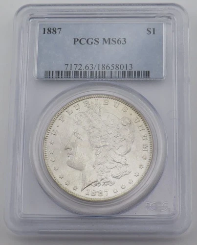 1887 P Morgan Silver Dollar - PCGS MS63 - Certification# 18658013