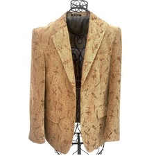 HUGO BOSS Mens Single Breasted Blazer Textured Tan Pattern Brown Jacket 40R