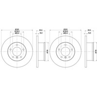 2X Hella Bremsscheiben 303Mm Vorne Passend FüR Mercedes G-KLASSE Puch G-M