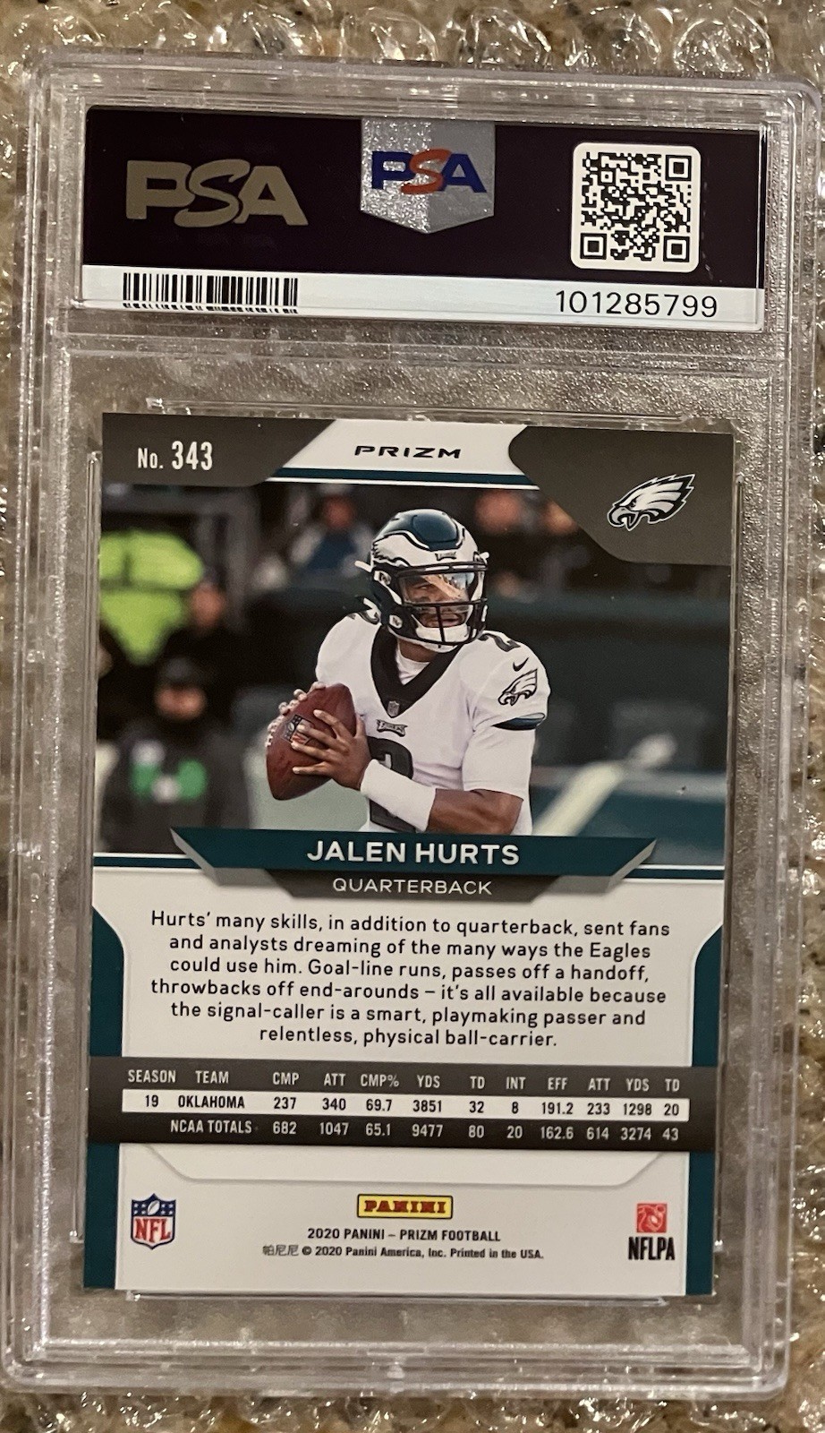 2023 Prizm EAGLES JALEN HURTS ROOKIE RC Neon Green Pulsar #244!!! PSA MINT 9!!!! view 2