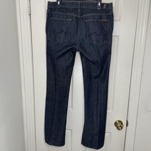 Jeans denim bootcut 7 For All Mankind uomo 36 blu made in USA 32" cucitura interna usati in ottime condizioni - Foto 3 di 7
