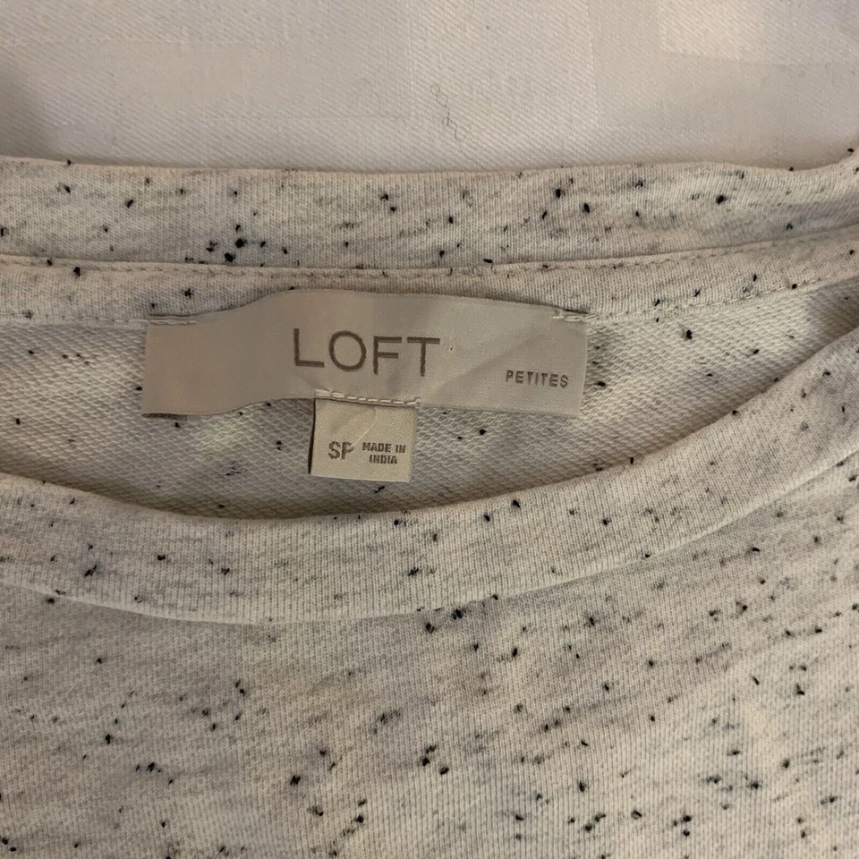 Sudadera Ann Taylor LOFT Cuello Redondo Crema Brezo Mezcla Algodón Dosfer Talla SP Foto 4 de 4
