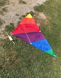 Huge Vintage 77” Rainbow Rider Kite With 500 Ft Line