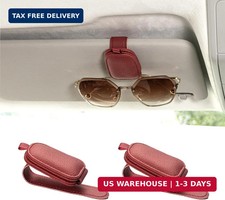 Sunglass Holder for Car, Magnetic Leather Sunglasses Holder and Ticket Card Clip