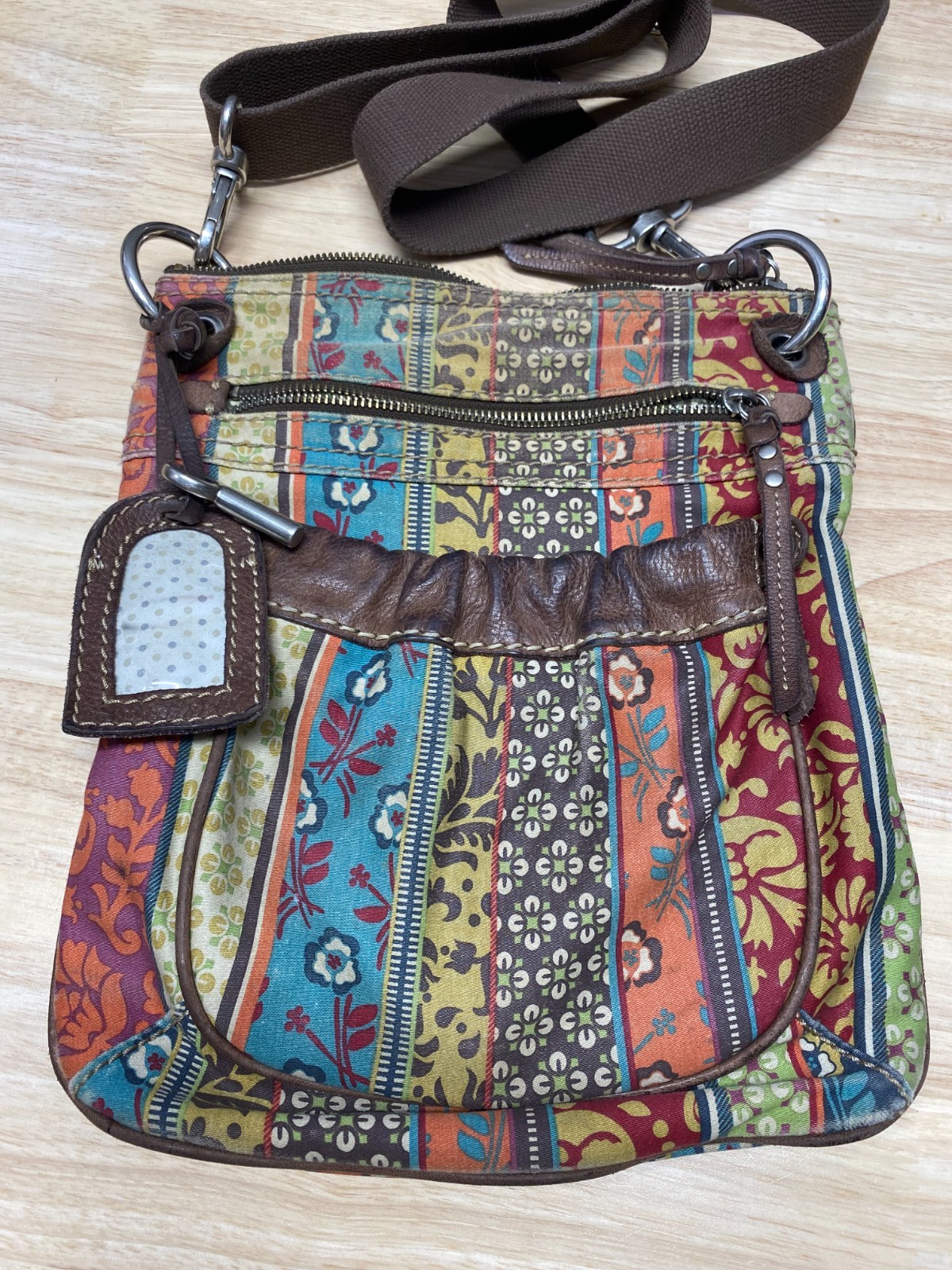 Fossil Patchwork Canvas Crossbody Bag Multicolor … - image 1
