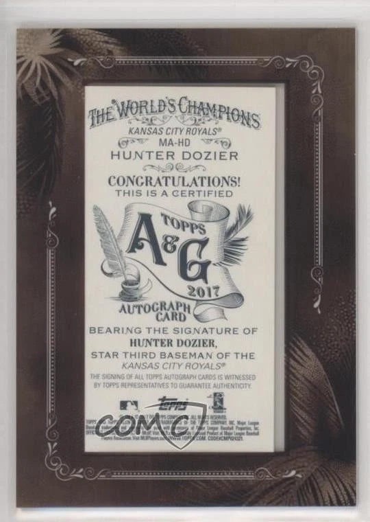 2017 Topps Allen & Ginter Auto Minis Framed Hunter Dozier #MA-HD Rookie Auto RC - Image 2 of 2