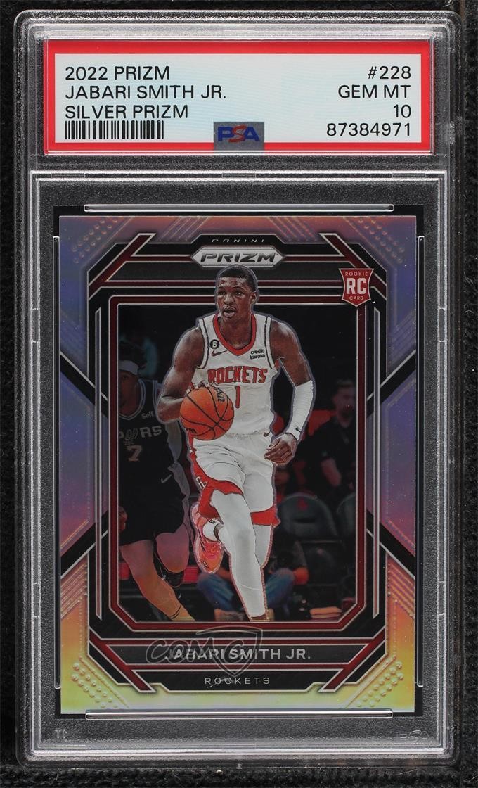 2022-23 Panini Prizm Silver Jabari Smith Jr #228 PSA 10 GEM MT Rookie RC 14t3