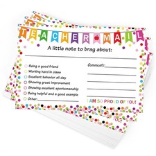 50Pcs Teacher Mail Notes to Parents, Happy Mail Postcards Preschool Elementar...