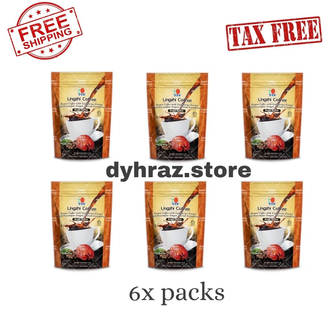 6 Packs DXN Lingzhi Black Coffee Ganoderma Reishi Instant Cl