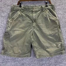 Carhartt Shorts Mens 36 Green Canvas S147 OLV Carpenter Work Utility Casual
