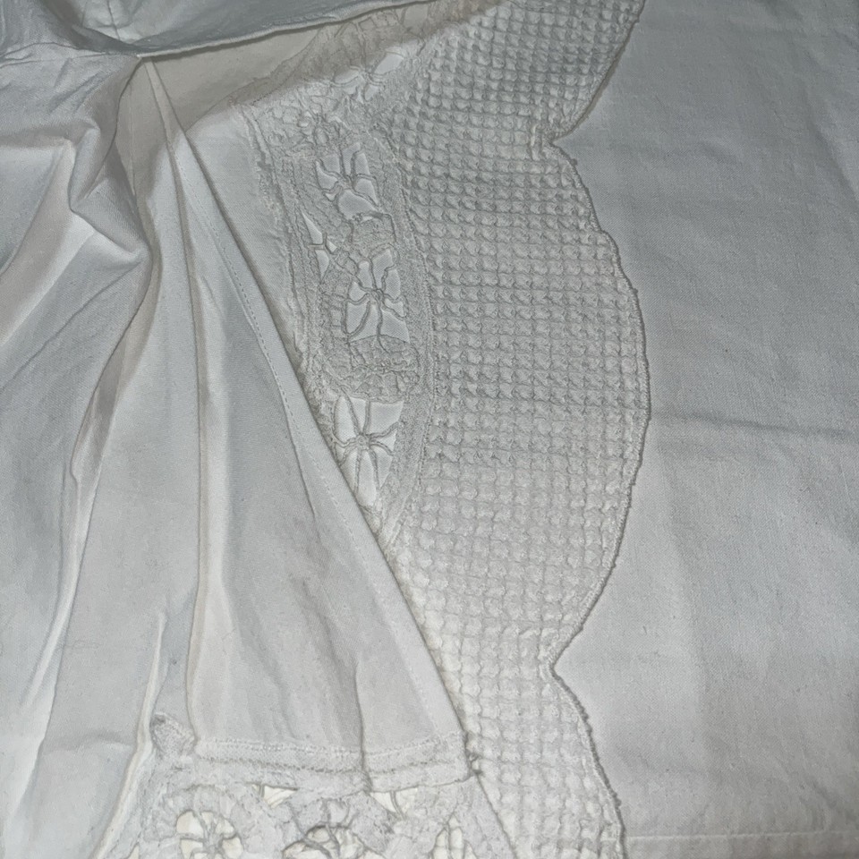 Simply Shabby Chic Style King White Dust Ruffle Bed Skirt Open Lace 14 ...