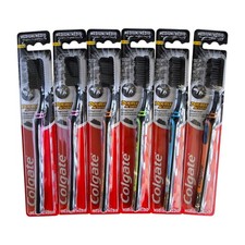 Colgate Toothbrush Double Action Charcoal. Medium. 6 Pack