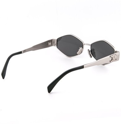 Celine Metal Triomphe 54MM Geometric Silver Sunglasses Gray Tinted Lens CL40254U Celine Triomphe Metal CL40254U 16A Silver / Gray Lenses  main image 4