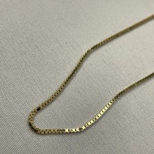 14K Yellow Gold Box Chain Necklace 18 Inch 1mm Solid Gold Italy 2.63g
