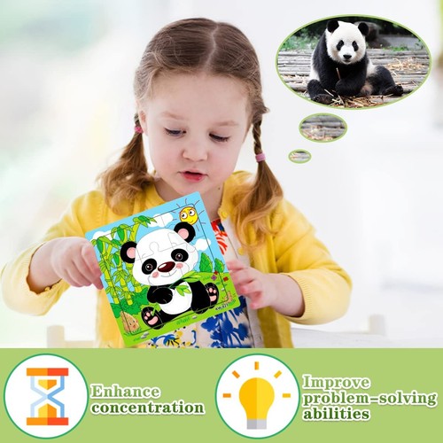Aitey Wooden Jigsaw Puzzles for Kids Ages 2-5 Toddler 9 Pieces - Picture 4 of 7