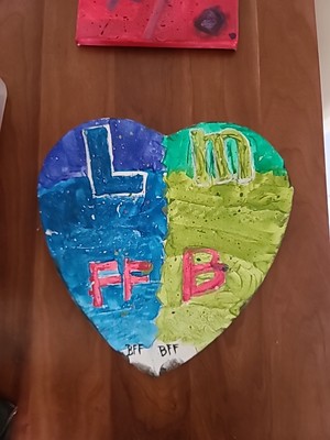 Gemälde Modern Kind ''BFF'' 30x30 cm L/M FFB Herz bunt Kinderzimmer Lea Dilena 