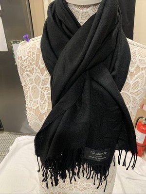 Cashmere Large Scarf Black Made in Italy 68x29in