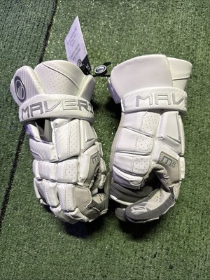 Maverik M6 Lacrosse Gloves - White - Large  13  - Brand New +Free Shipping