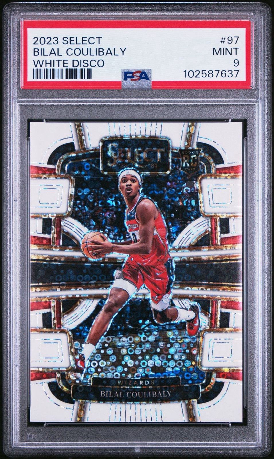 2023-24 Select Bilal Coulibaly Concourse White Disco Prizm Rookie RC #/75 PSA 9