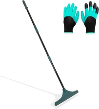Turf Rake w/ Telescopic Handle,Gloves For Artificial Grass, Pet Hair,Carpet Lawn