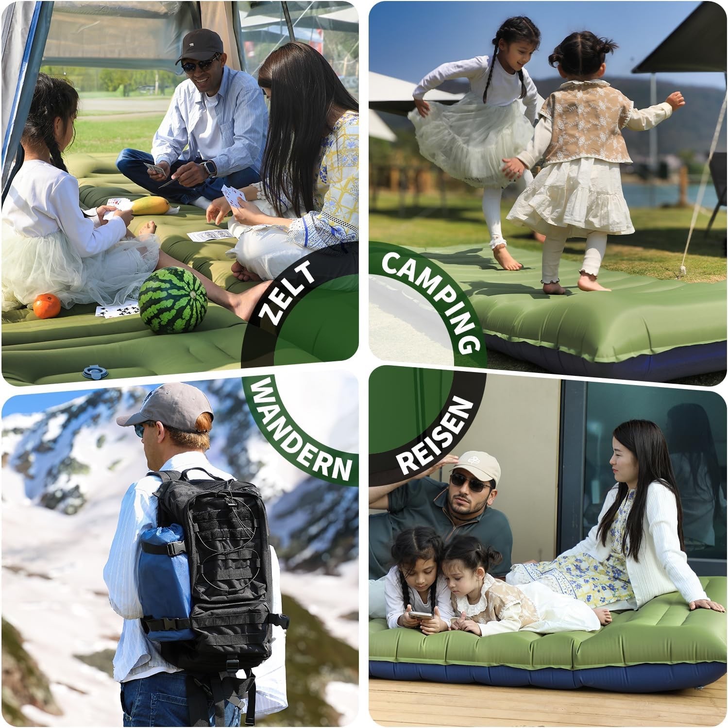 Camping Sleeping Pad Thick 5 Inch Backpacking Mat with Pillow Built-in Foot Pump