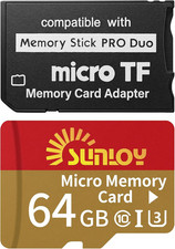 PSP Memory Stick Adapter with 64GB Micro SD Card, Micro SD/SDHC/SDXC to Memory