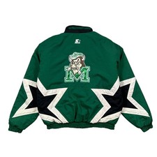 VTG 90s NCAA MARSHALL THUNDERING HERD STARTER PUFFER JACKET STAR SLEEVES SIZE L