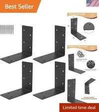 Set of 4 Right Angle Brackets: Strong 6'' Steel Corner Braces for DIY Projects