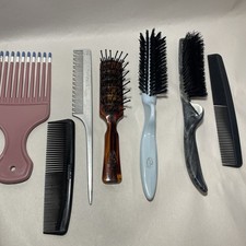 Vtg Hairbrush And Comb Lot Of 7 Hairpick, Wil-hold, Aluminum Tip Top, Goody
