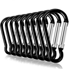 100 Pcs Black Aluminum Keychain Carabiner Spring Clip D Shape Hook Durable Sp...